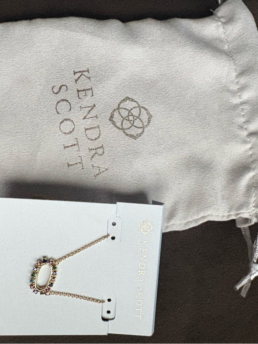 Kendra Scott Elisa Open Frame Multicolor Crystal Pendant Gold Necklace - Picture 2 of 4